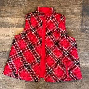 Plaid Reversible Puffy Vest